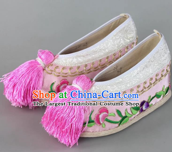 Thousand Layer Bottom Inner Heightening Lotus Opera Embroidered Shoes Yue Opera Peking Opera Color Shoes Huadan Xiaodan Miss Ancient Costume Chinese Style