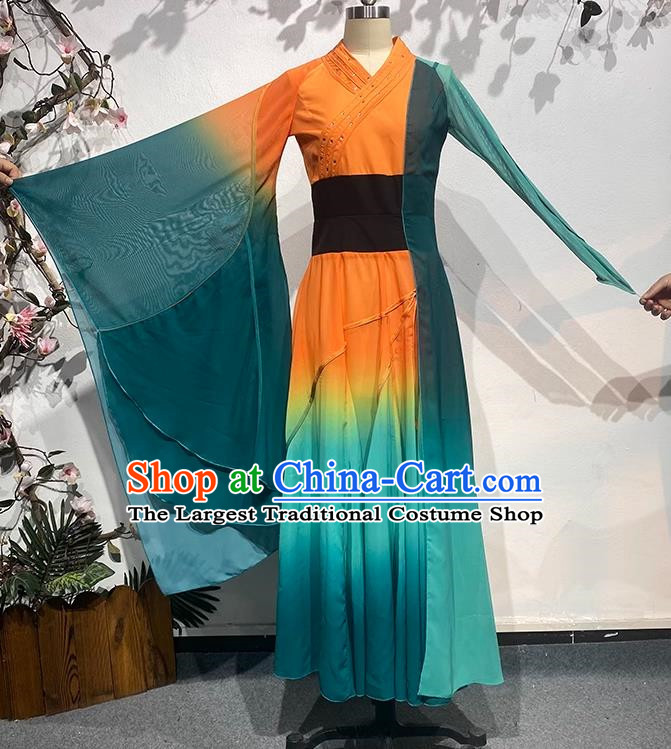 China Classical Han and Tang Orange Ode Wide Sleeved Dance Costumes for The Thirteenth Lotus Award Art Examination Practice Costumes