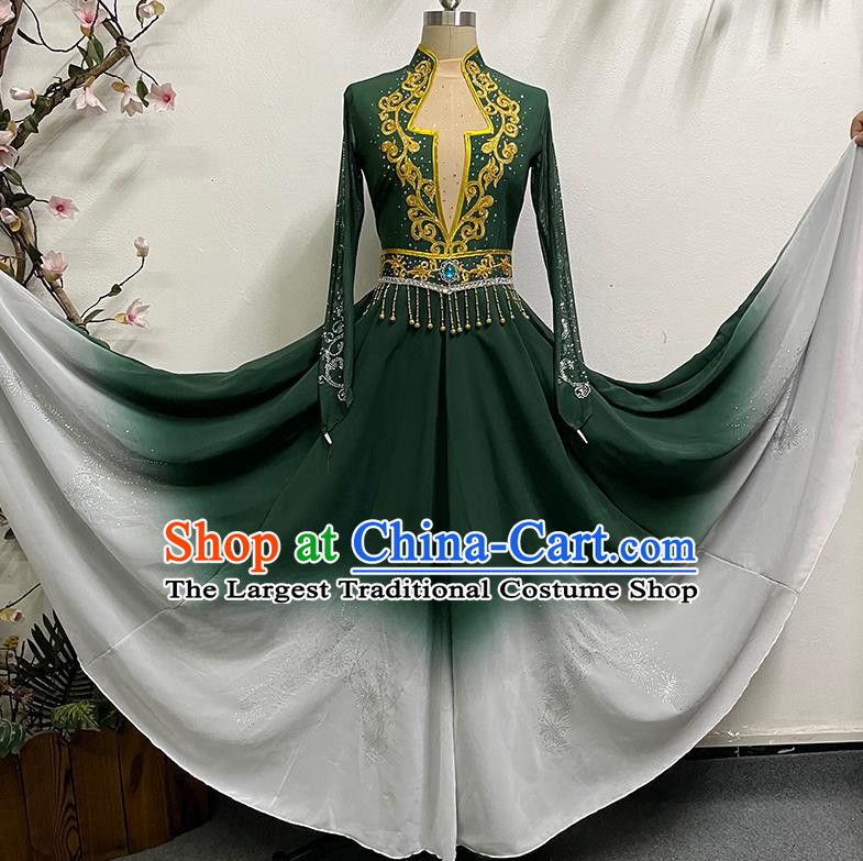 China Xinjiang Uyghur Dance Ethnic Swing Skirt Performance Costumes Women Grading Practice Costumes Uyghur Stage