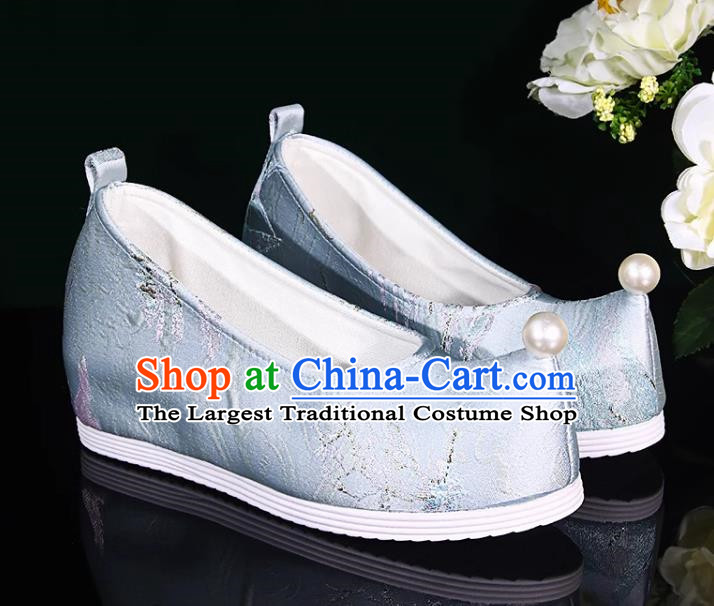 Hanfu Shoes Ink Painting Hand Embossed Raised Toe Cloth Shoes