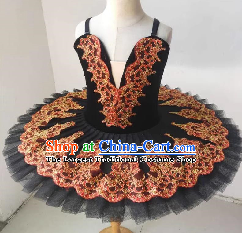 Ballet Skirt Children Black Swan Lake Dance Girl Little Swan Pettiskirt Ballet Tutu Costume