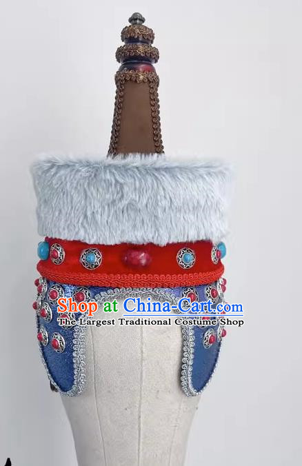 Ethnic Dance Mongolian Dance Tengger Tala Imitation Fur Hat Headdress Yikao Mongolian Performance Headdress