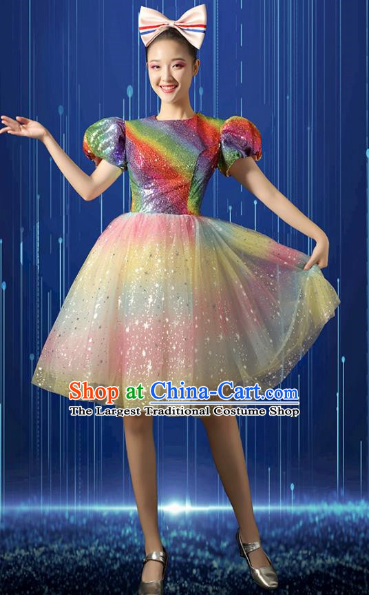 Modern Dance Costume Dress Women Square Dance Tutu Suit Opening Dance Big Swing Skirt Singing Dance Costume