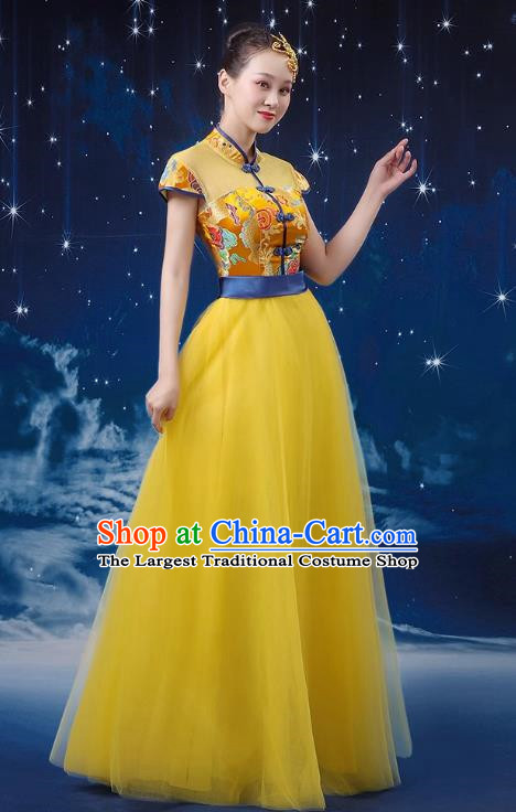 Chinese Wind Chorus Women Long Skirt National Dance Costume Folk Music Erhu Guzheng Allegro Performance Costume Adult Suit
