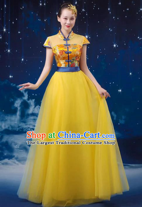 Chinese Wind Chorus Women Long Skirt National Dance Costume Folk Music Erhu Guzheng Allegro Performance Costume Adult Suit