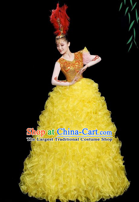 Opening Dance Big Skirt Performance Costumes Sequins Song Accompaniment Dance Costumes Solo Stage Performance Costumes