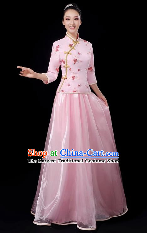 Republic Of China Student Dress Female Pink Chorus Performance Costume Republic Of China Style Two Piece Suit Graduation Class Uniform Stage Performance Costume