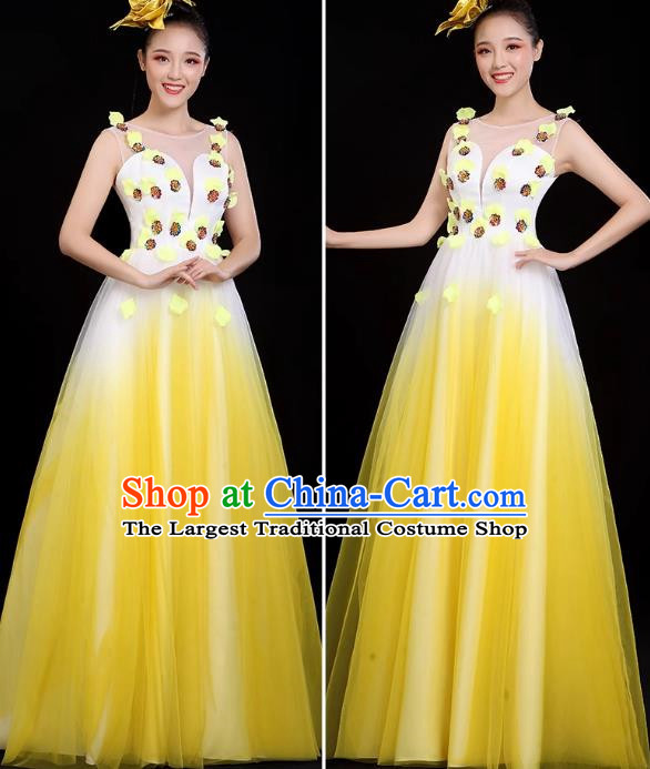 Yellow Opening Dance Large Swing Skirt Performance Costume New Cantata Long Skirt Accompanying Dance Costume Female Modern Dance