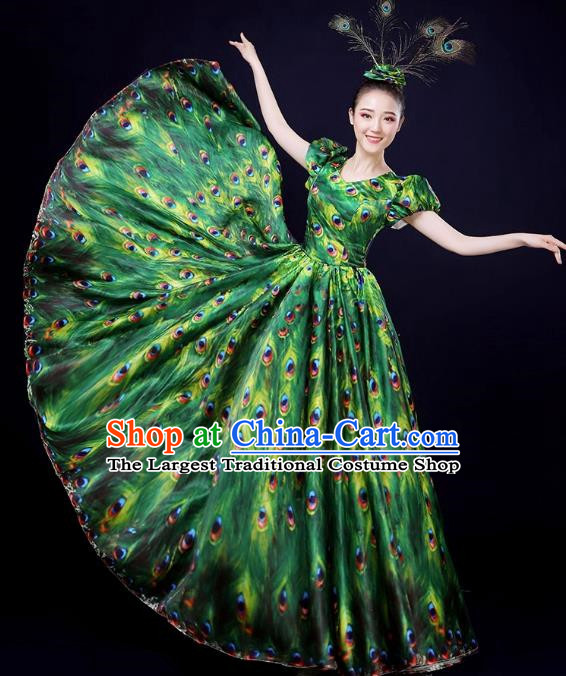 Peacock Dance Large Skirt Performance Clothing Female Parade Clothing 540 Swing Dai Opening Dance Performance Dance Clothing