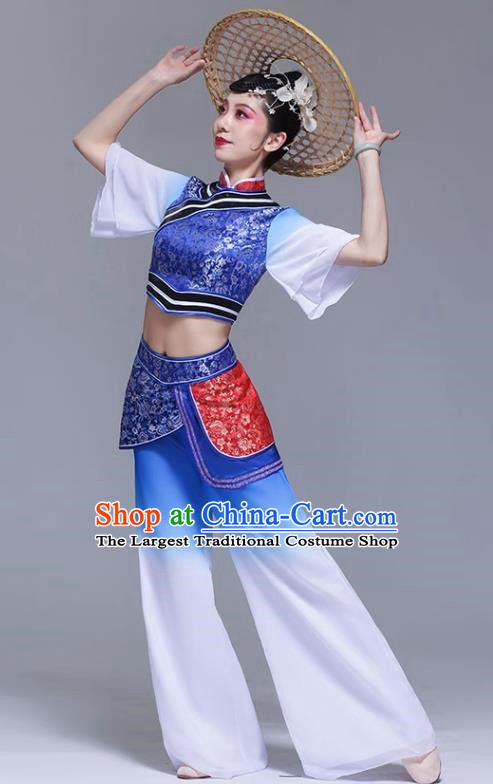Shake To Grandma Bridge Performance Costume Classical Dance Costume Body Rhyme Gauze Square Dance Summer Dress Women Bamboo Hat Dance Costume