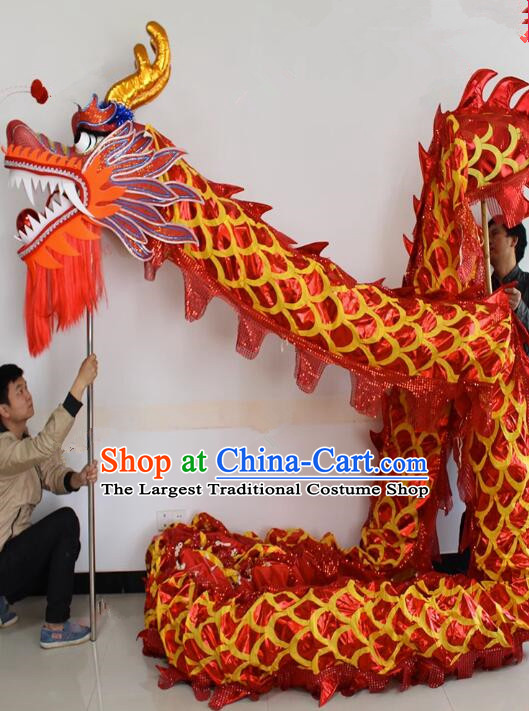 Chinese Festival Celebration Dragon Parade Props Professional Red Dance Dragon Costumes Complete Set
