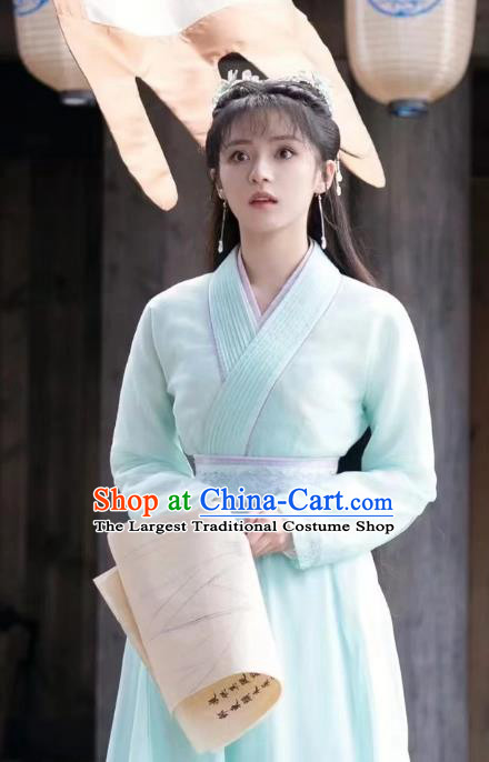 Chinese Ancient Young Beauty Green Dresses Xianxia TV Series The Starry Love Princess Zi Wu Clothing