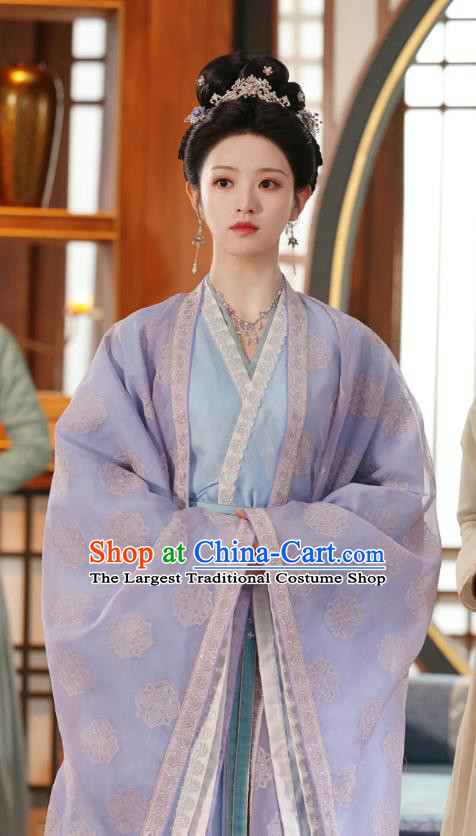 China Romantic Drama New Life Begins Princess Li Wei Blue Dresses Ancient Noble Mistress Costumes