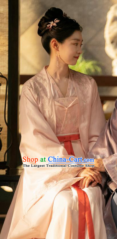 TV Series Destined Chang Feng Du Liu Yu Ru Pink Dress Chinese Song Dynasty Young Mistress Costumes Ancient Noble Woman Clothing