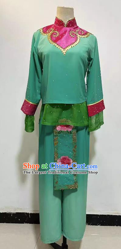Professional Woman Solo Dancing Clothing Stage Performance Costume China Folk Dance Green Outfit