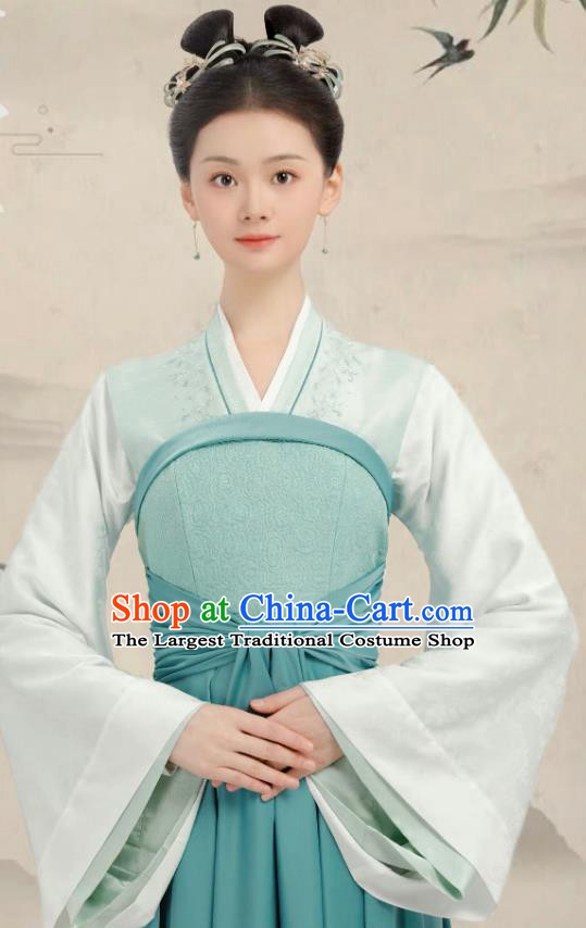 China Song Dynasty Palace Lady Garment Costumes Romantic Drama Destined Chang Feng Du Hanfu Dress Ancient Servant Woman Clothing