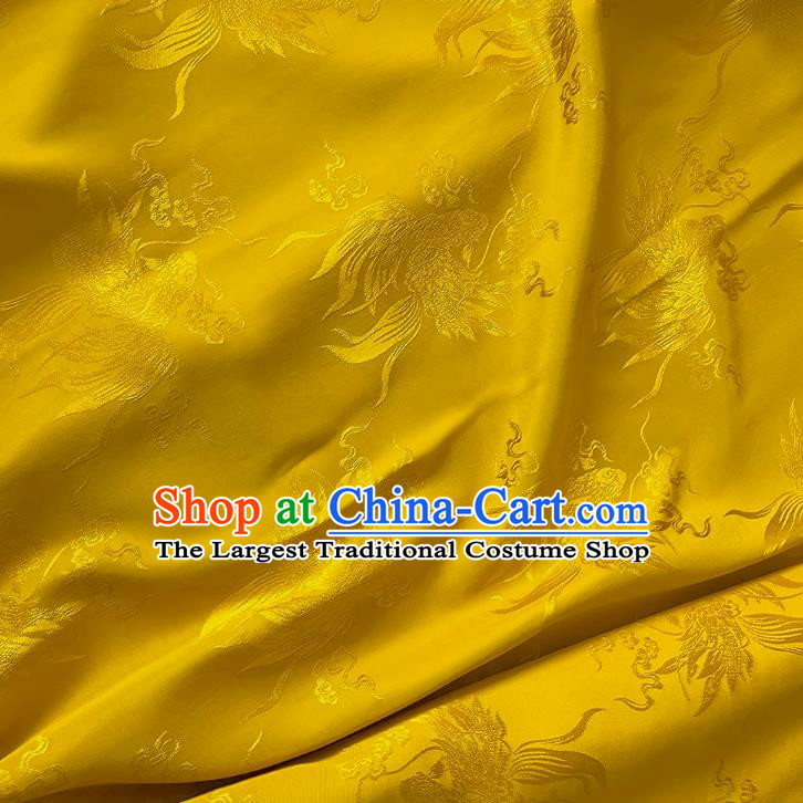 Golden China Cheongsam Brocade Material Classical Carps Design Silk Fabric Traditional Mulberry Silk