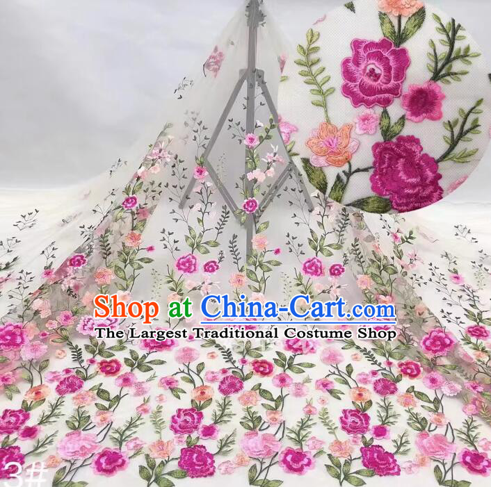 Top Fairy Dress Cloth Pink Flower Embroidery Material Thailand Lace Fabric