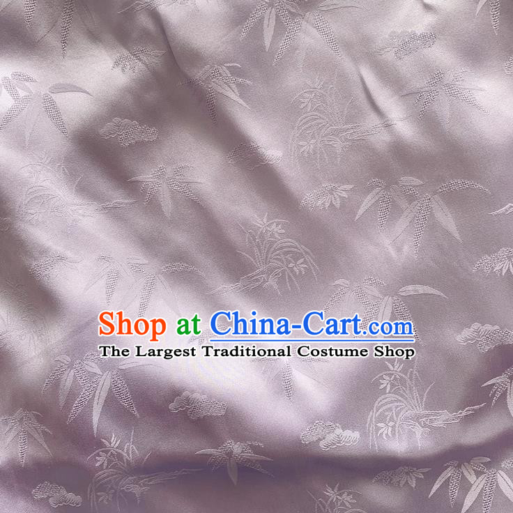Light Purple Chinese Style Cheongsam Cloth Mulberry Silk Material Classical Bamboo Pattern Silk Fabric