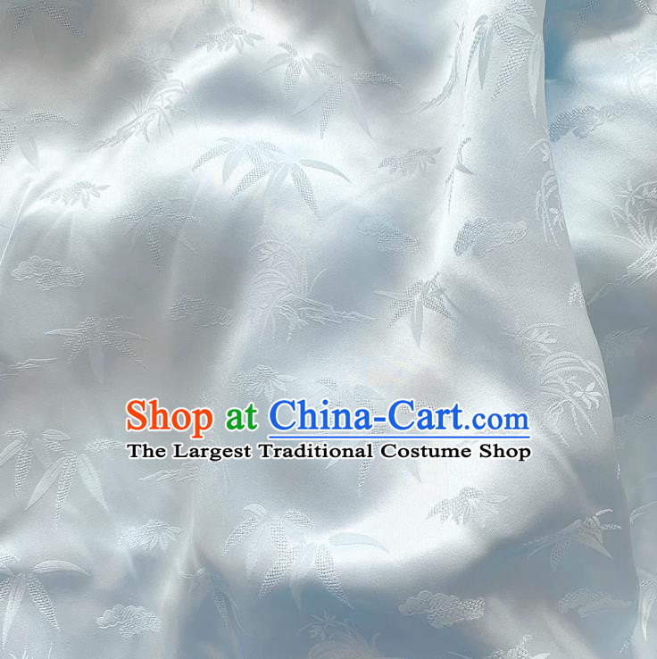 Light Blue Chinese Classical Bamboo Pattern Silk Fabric Cheongsam Cloth Mulberry Silk Material