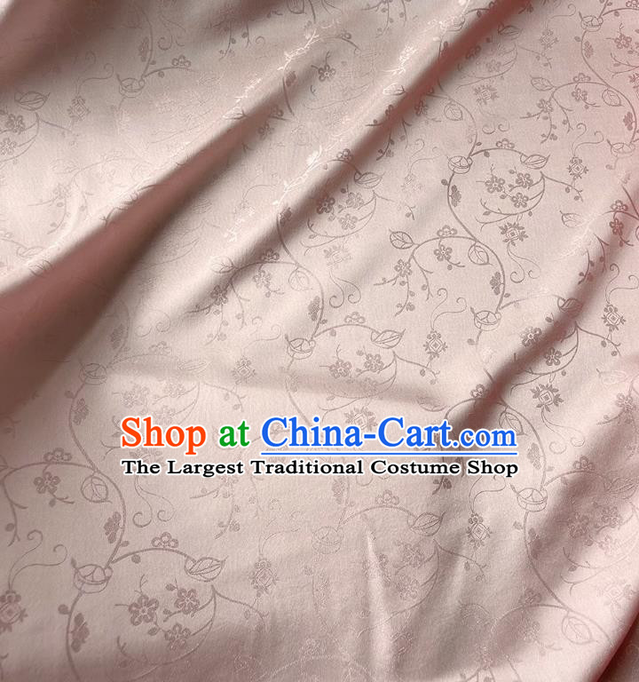 Light Pink Chinese Cheongsam Cloth Traditional Hanfu Silk Material Classical Plum Blossom Pattern Silk Fabric