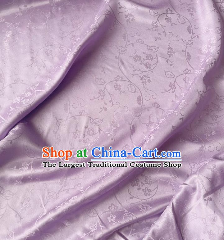 Light Violet Chinese Classical Plum Blossom Pattern Silk Fabric Cheongsam Cloth Traditional Hanfu Silk Material