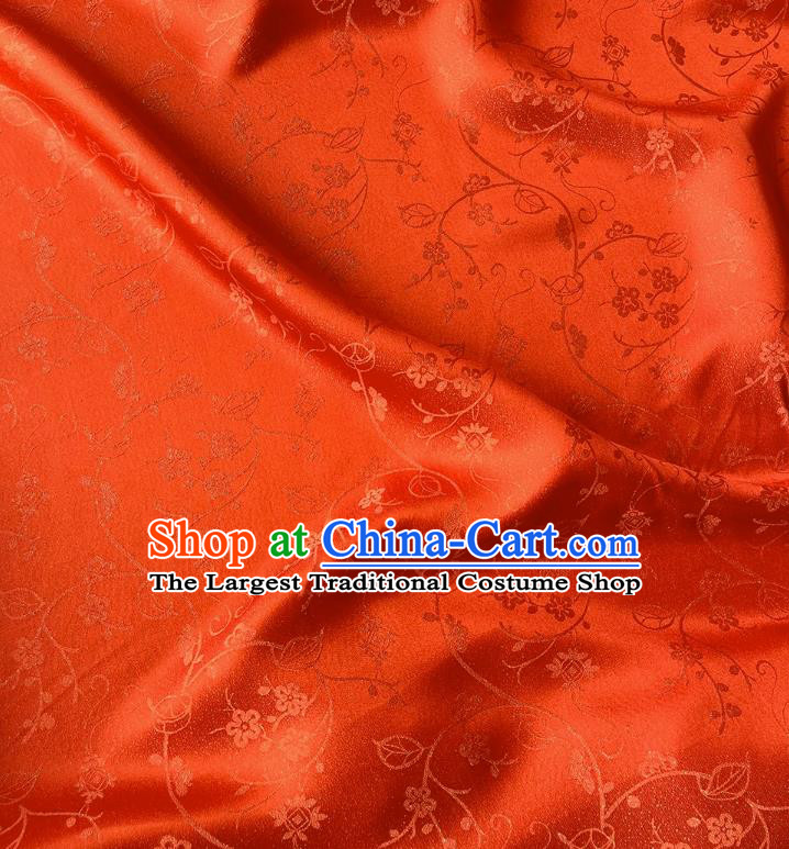 Red Chinese Traditional Hanfu Silk Material Classical Plum Blossom Pattern Silk Fabric Cheongsam Cloth