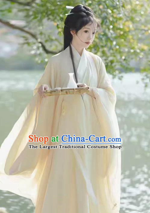 China Jin Dynasty Young Woman Costumes Ancient Royal Princess Clothing Traditional Hanfu Large Sleeve Dresses