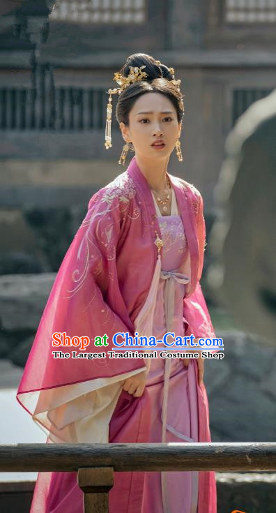 China Court Woman Pink Dresses Drama Lost Track of Time Lu Yin Ran Clothing Ancient Princess Consort Historical Costumes