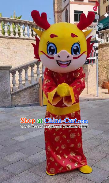 God of Wealth Dragon Year of The Dragon Cartoon Doll Costume Zodiac Dragon Mascot Adult Wear Walking Activity Ragdoll Costume Dragon Performance Props Costume