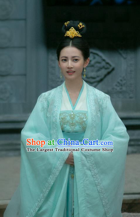 Chinese Ancient Court Woman Costumes TV Drama Unchained Love Bu Yin Lou Blue Dresses Traditional Hanfu Clothing