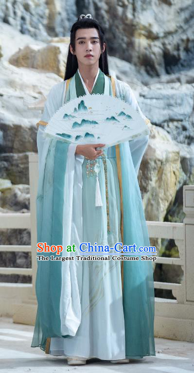 Drama Chong Zi Swordsman Zhuo Hao Clothing China Ancient Young Childe Blue Costumes