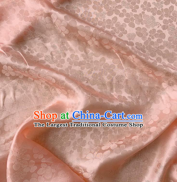 Orange Pink China Traditional Material Classical Peach Blossom Pattern Silk Jacquard Cheongsam Fabric