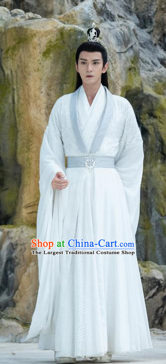 China Ancient Swordsman White Costumes Drama Chong Zi Venerable Chong Hua Martial Arts Lord Clothing