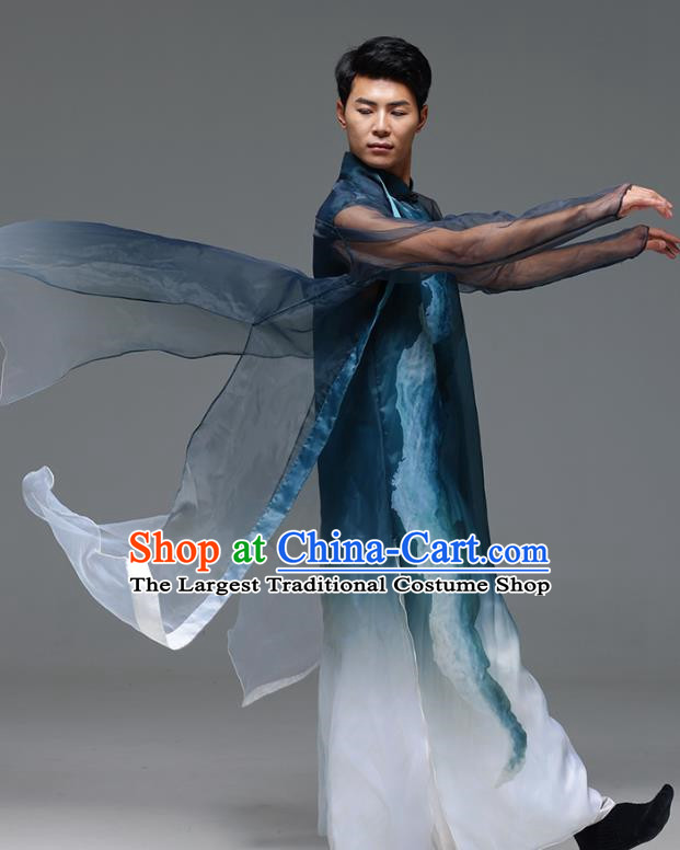 Xiancaitan Classical Dance Traditional Ink Chinese Style Gradient Color Navy Blue Dance Costume Dance Costume