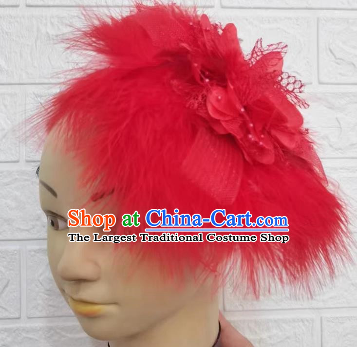 Red Dance Headdress Feather Headdress Performance Headdress Classical Dance Headdress Chinese Yangko Headdress