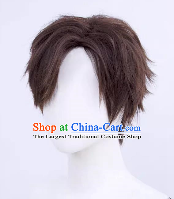 Lu Chen Cos Fake Light and Love of The Night Men Short Hair Reversed Side Parting Dark Brown Game