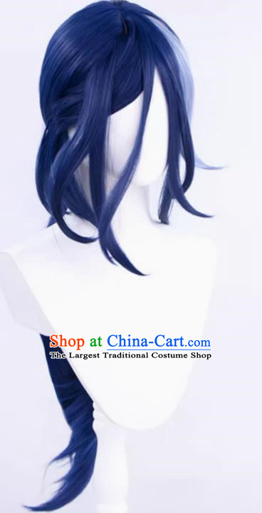 Clolinde Cos Wig Fontaine Duel Agent Dark Blue Long Hair Highlights