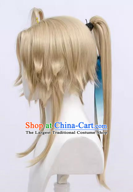 Collapse Star Railway Yanqing Cos Wig With Reversed Face and Pony Tail
