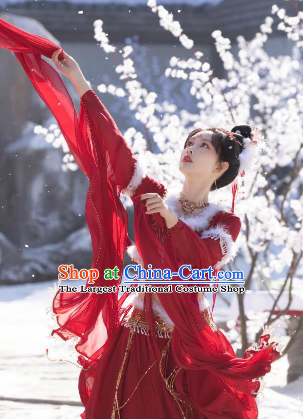 Chinese Ancient Noble Lady Costume TV Series Royal Rumours Hua Liu Li Red Dance Dresses