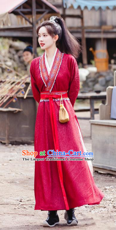 Chinese Romantic TV Series Royal Rumours Hua Liu Li Red Dresses Ancient Tang Dynasty Female Swordsman Costumes