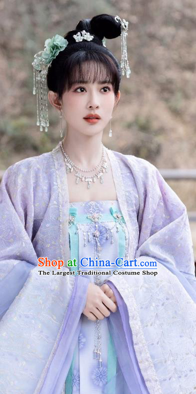 Romantic TV Series Royal Rumours Princess Hua Liu Li Purple Dress Chinese Ancient Tang Dynasty Young Lady Costume