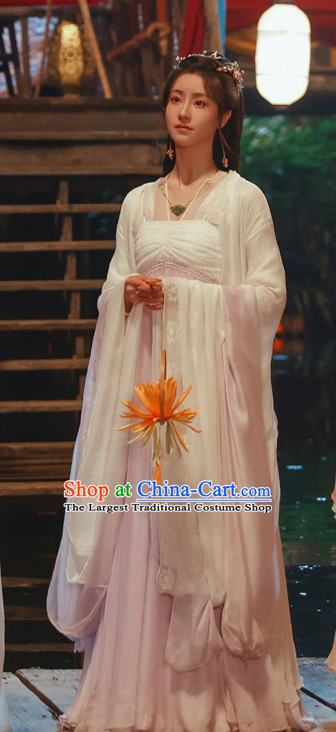 Chinese Ancient Swordswoman Clothing Xian Xia TV Series Sword and Fairy 4 Ghostdom Princess Liu Meng Li White Dresses