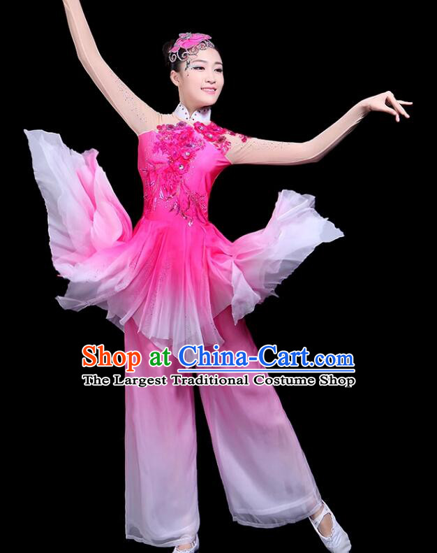 Chinese Classical Dance Clothing Umbrella Dance Fan Dance Costume Woman Stage Performance Pink Dress