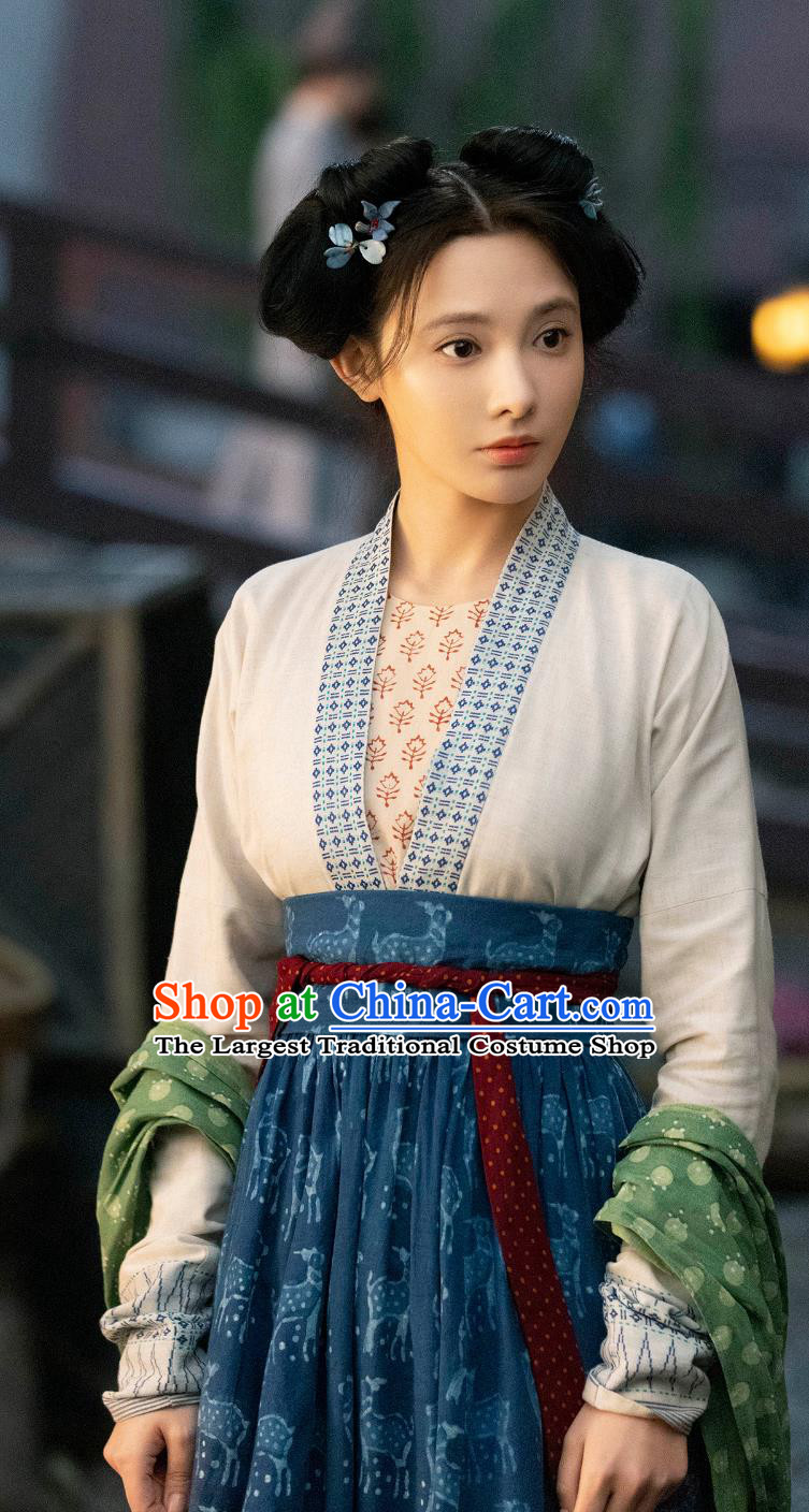 Chinese Song Dynasty Civilian Lady Hanfu Clothing TV Series Scent Of Time Ancient Young Woman Bai Luo Dresses
