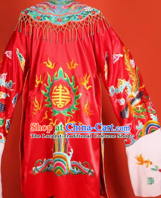 Tin Hau Temple Mazu God Statue In Soft Golden Robe With Red Embroidery Buddha Robe And The Queen Mother Divine Robe