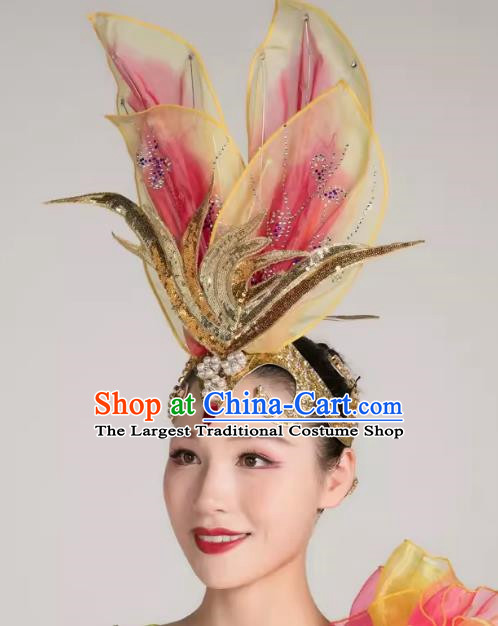 Red Opening Dance Performance Headwear Adult Dance Headwear Atmospheric Catwalk Stage Performance Props