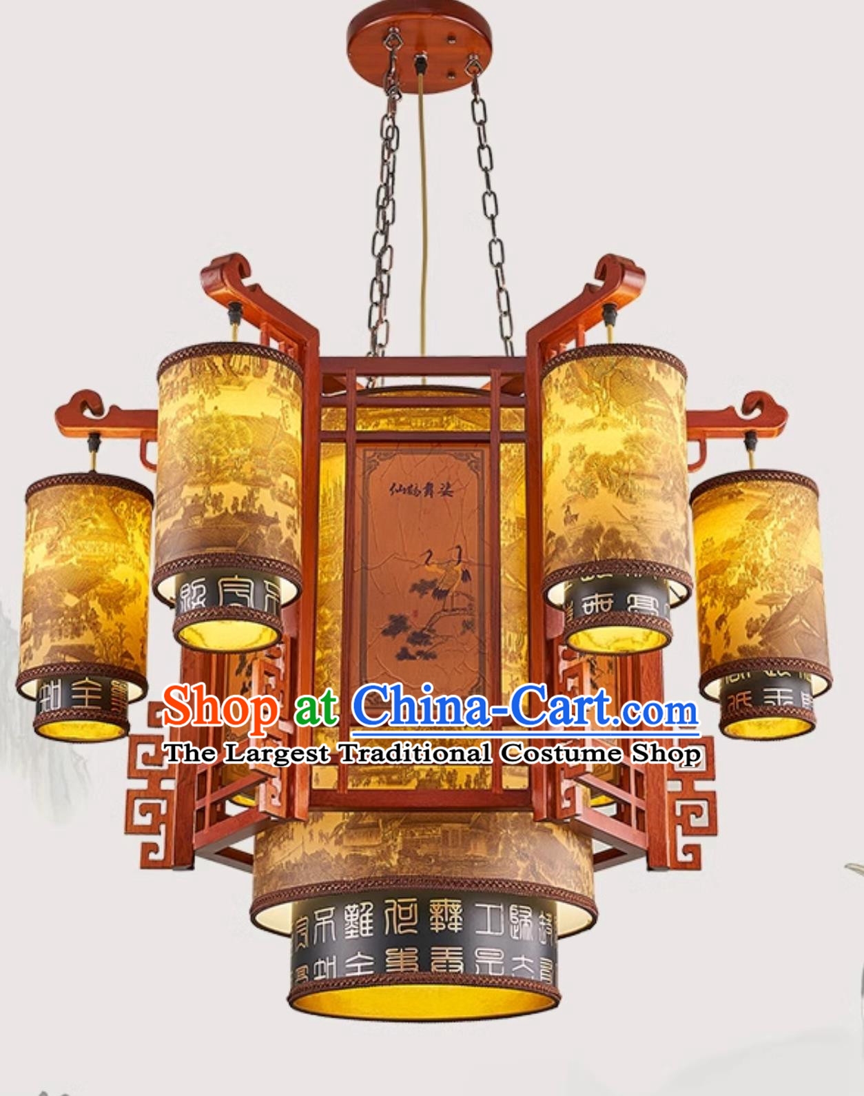 34 Inches Diameter Antique Chinese Chandelier Solid Wood Lantern Villa Tea House Headlight Hotel Chinese Style Palace Lantern