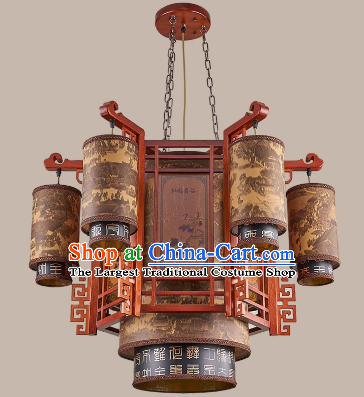 34 Inches Diameter Antique Chinese Chandelier Solid Wood Lantern Villa Tea House Headlight Hotel Chinese Style Palace Lantern