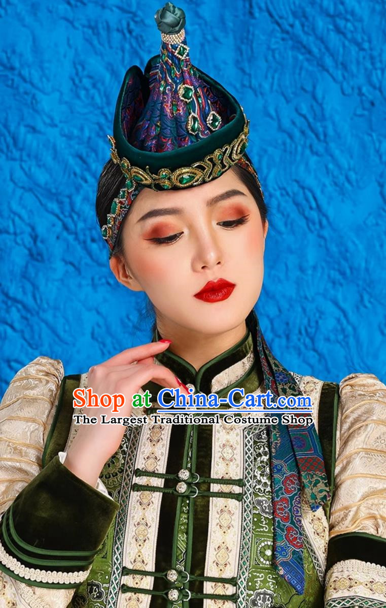 Ethnic Minority Ancient Crown Mongolian Headdress Exotic Style Hat Bride Dance Performance Performance Forehead Decoration